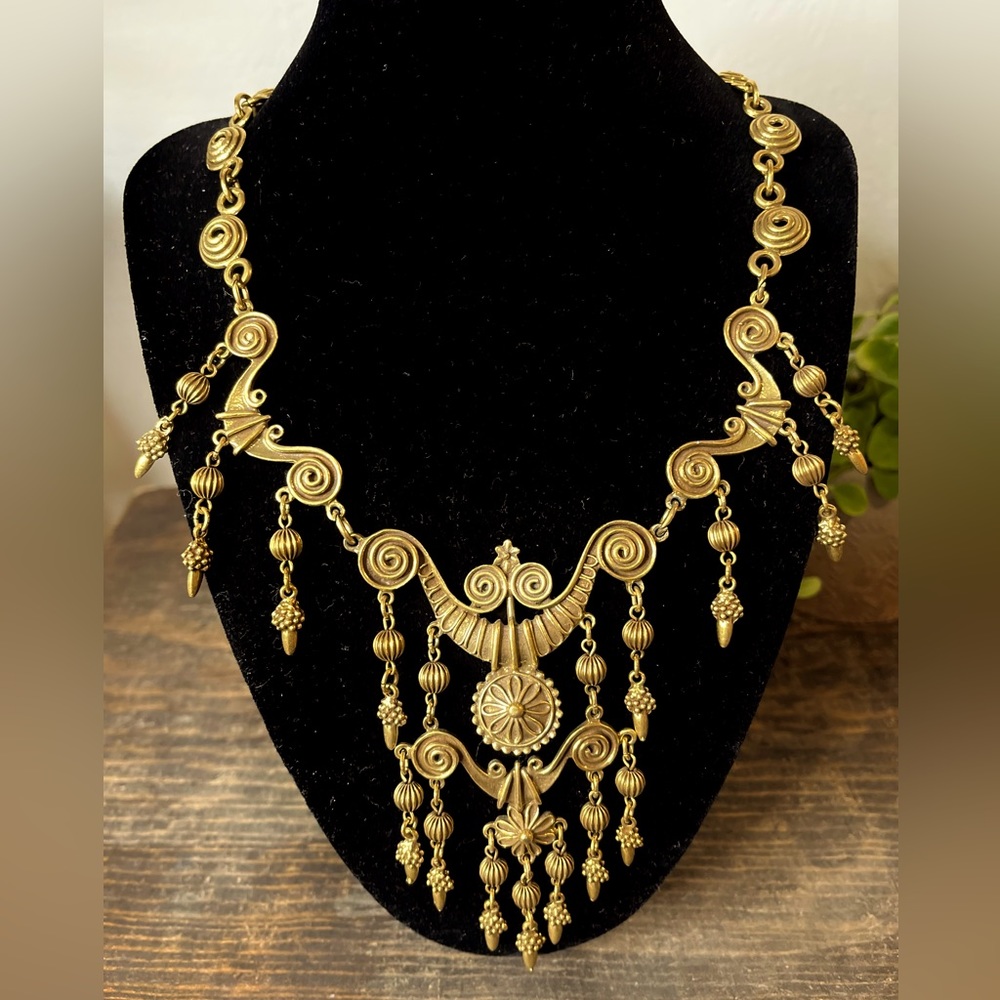 Vintage Bib Gold Tone Necklace